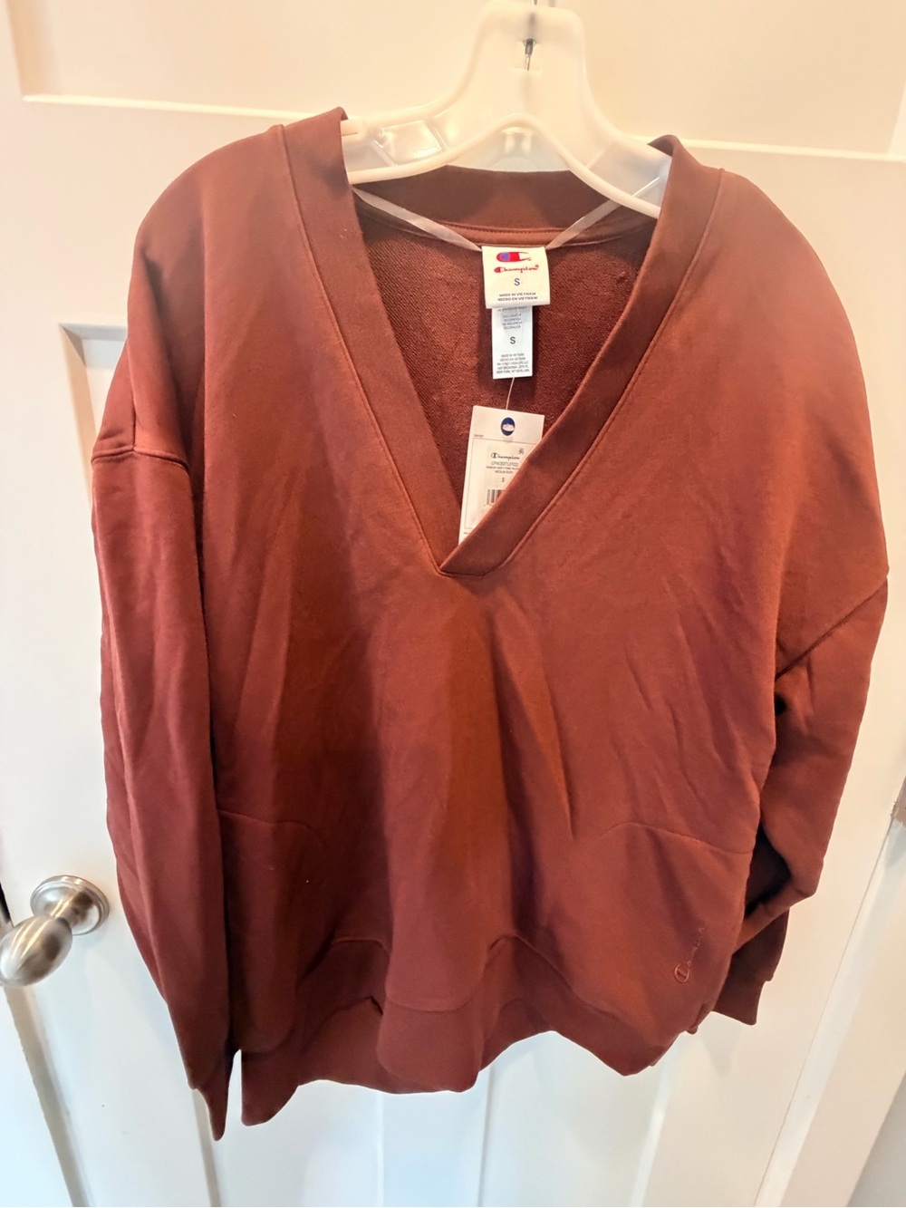 NWT Champion Small Gameday Ruby Deep V Oversized Tunic Sweatshirt Pockets